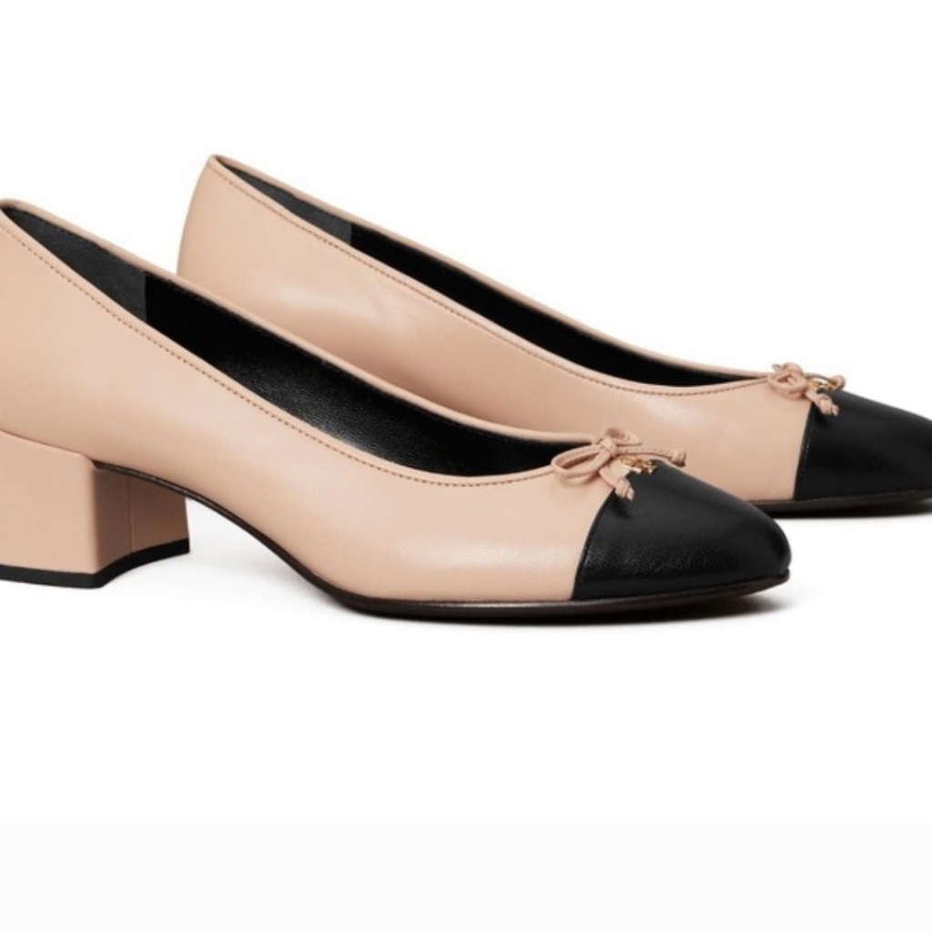 Tory Burch 45 Mm Cap-Toe Pumps Size 11 Nib Rose Pink/Perfect Black
